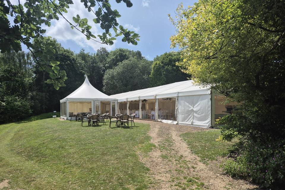 Outside the wedding marquee