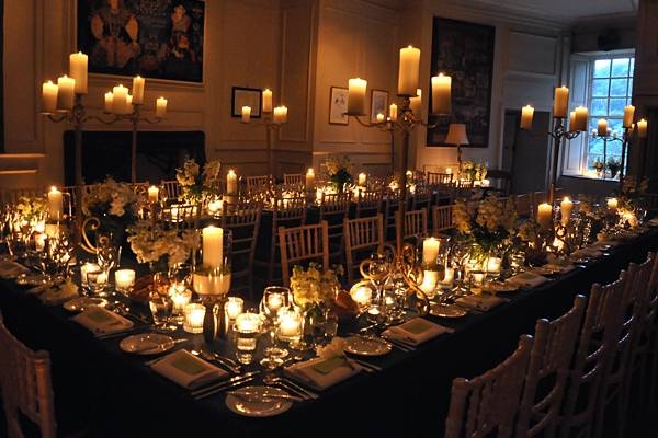 Intimate, candle-lit wedding breakfast