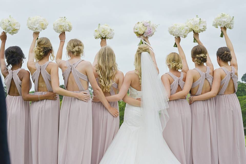 Bride and her bridesmaids