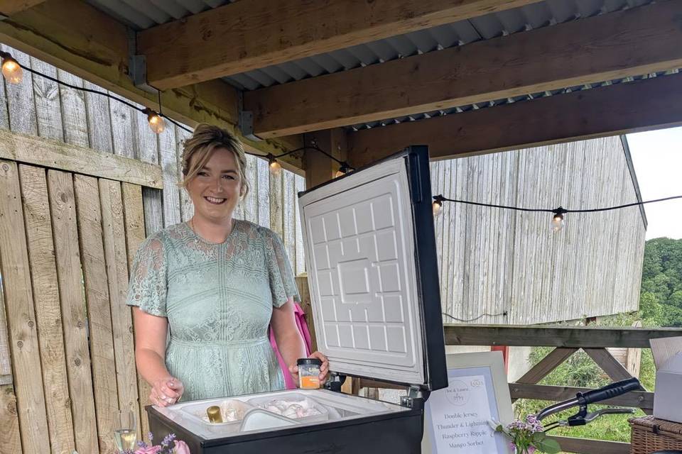 Katy busy scooping!