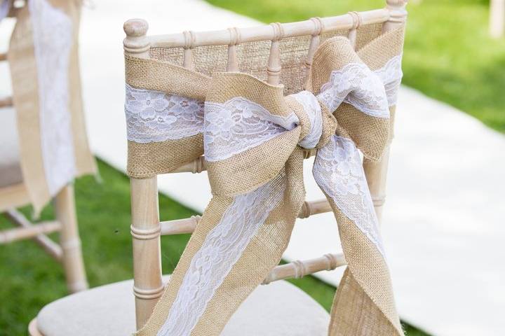 Hessian and lace chair sash