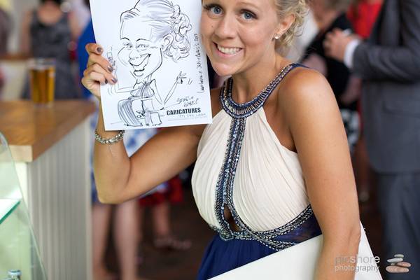 Caricaturing at a wedding