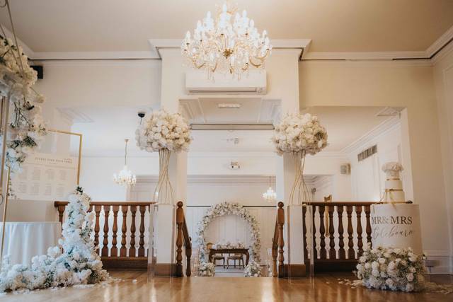 Ballroom dressed for ceremony
