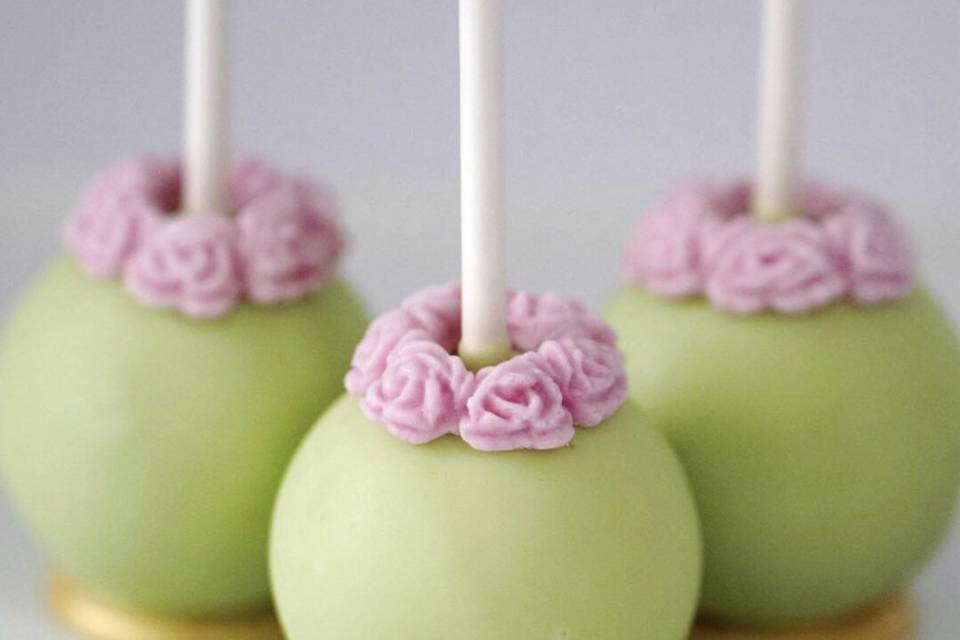 Pink and green cake pops