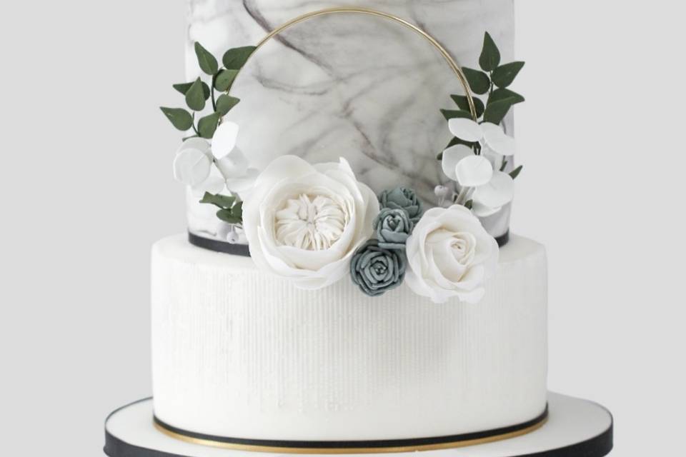 White and grey marble cake