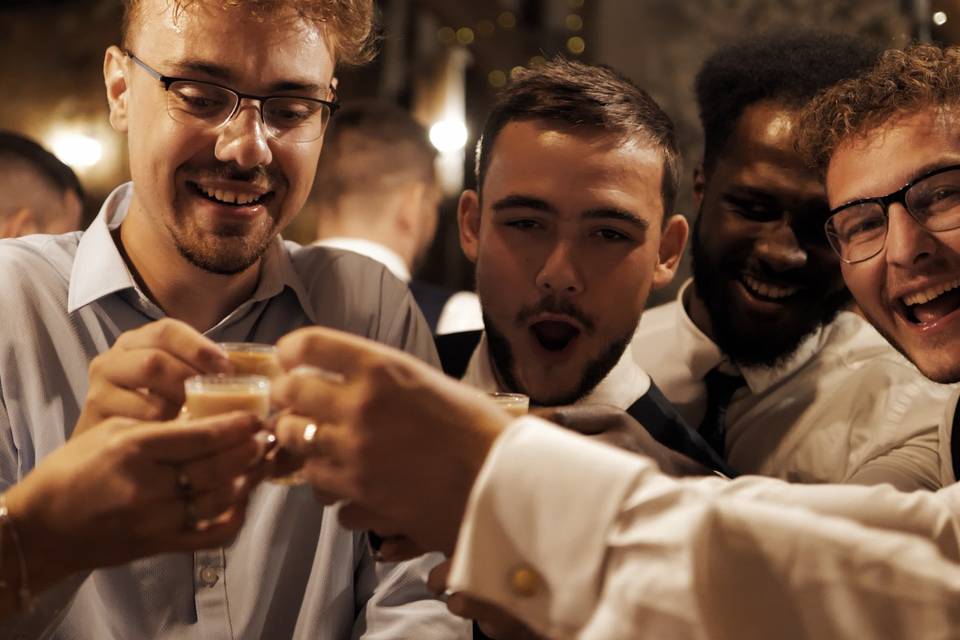 Shots at a wedding reception