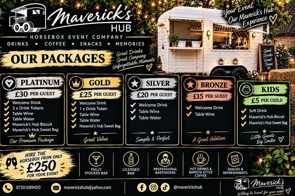 Maverick’s Hub Drinks Package