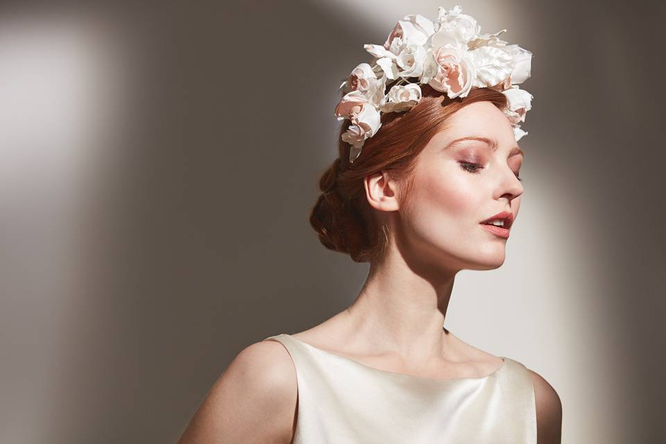 Ivory silk headdress