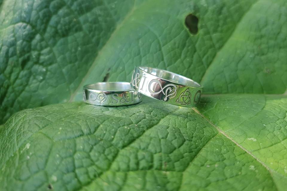 Laser Engraved Wedding Rings