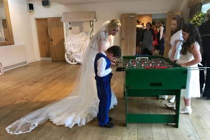 Wedding guests enjoying the games