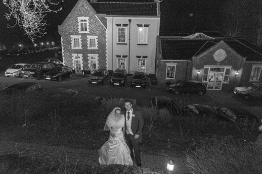 Bride and Groom at night in garden
