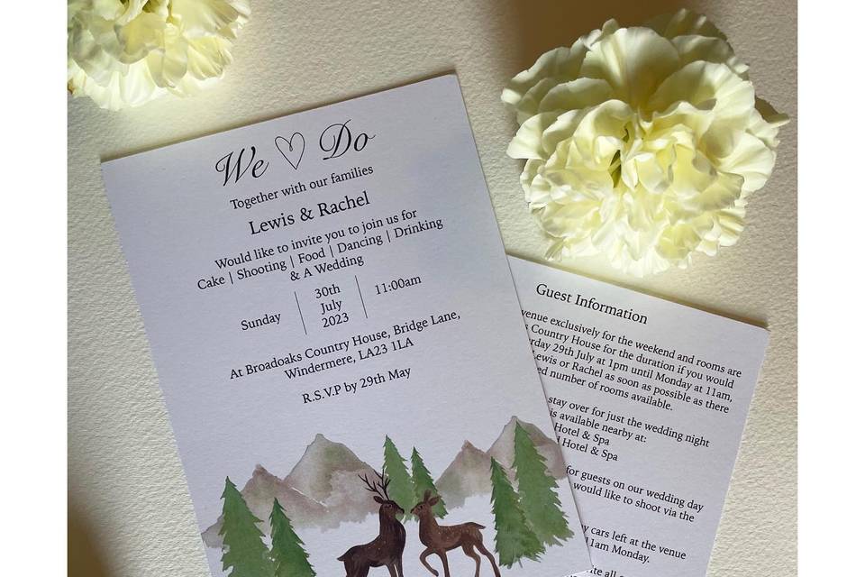 Deer wedding invitations