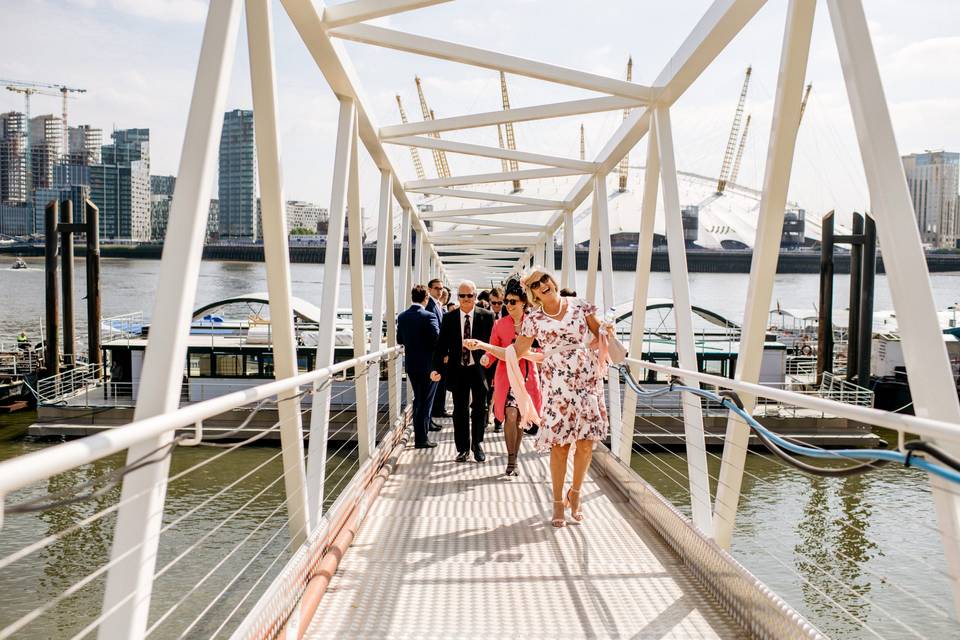 Wedding guests disembarking