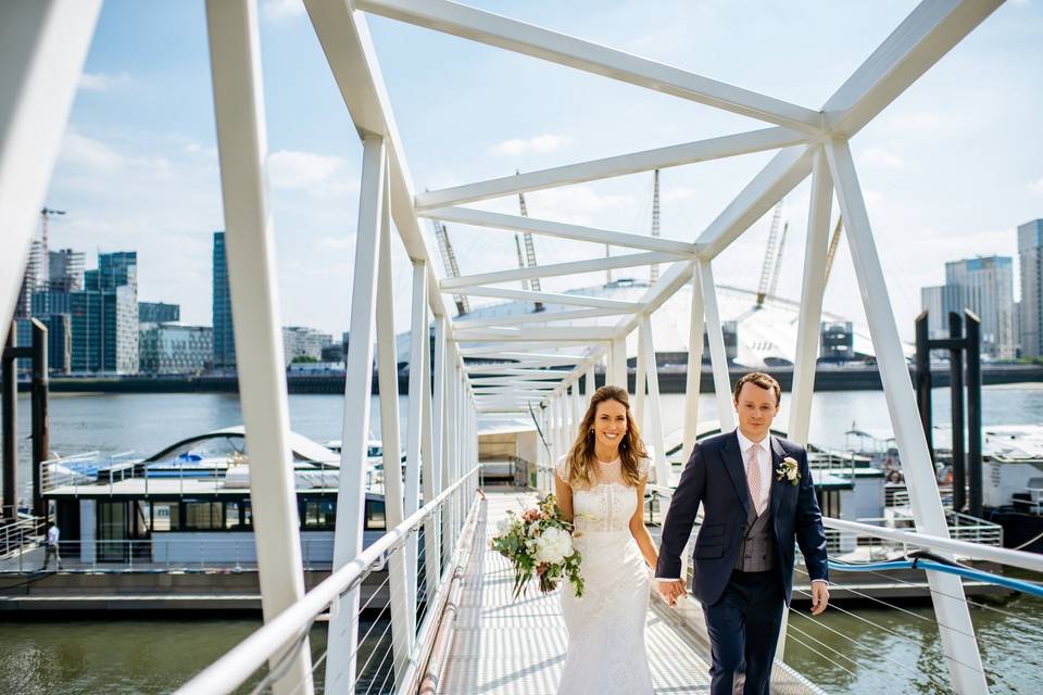 Bride and groom disembark