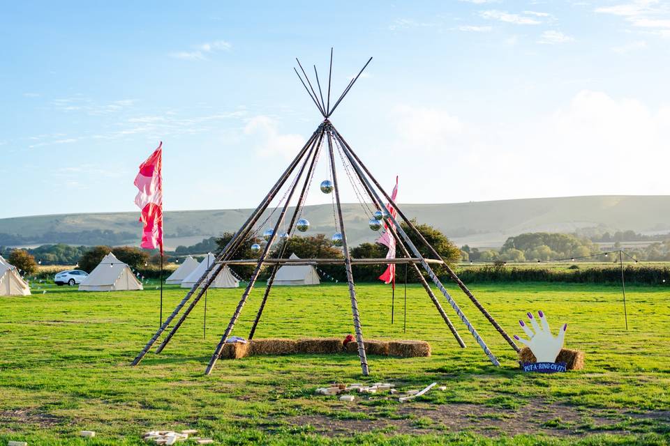 Naked tipi and bell tents