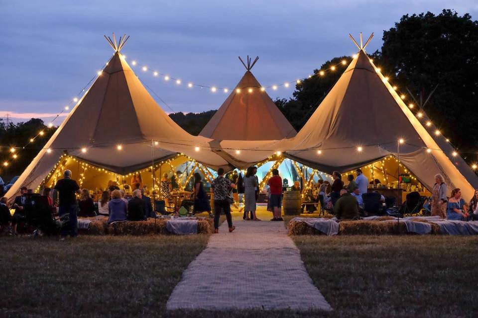 Festival wedding with tipis
