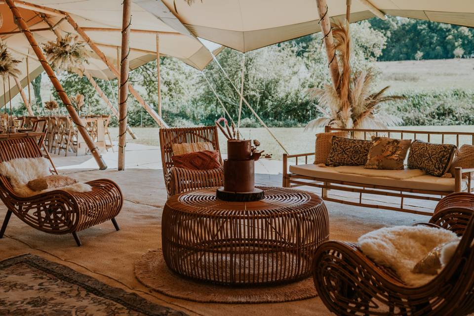 Tipi chill out lounge area