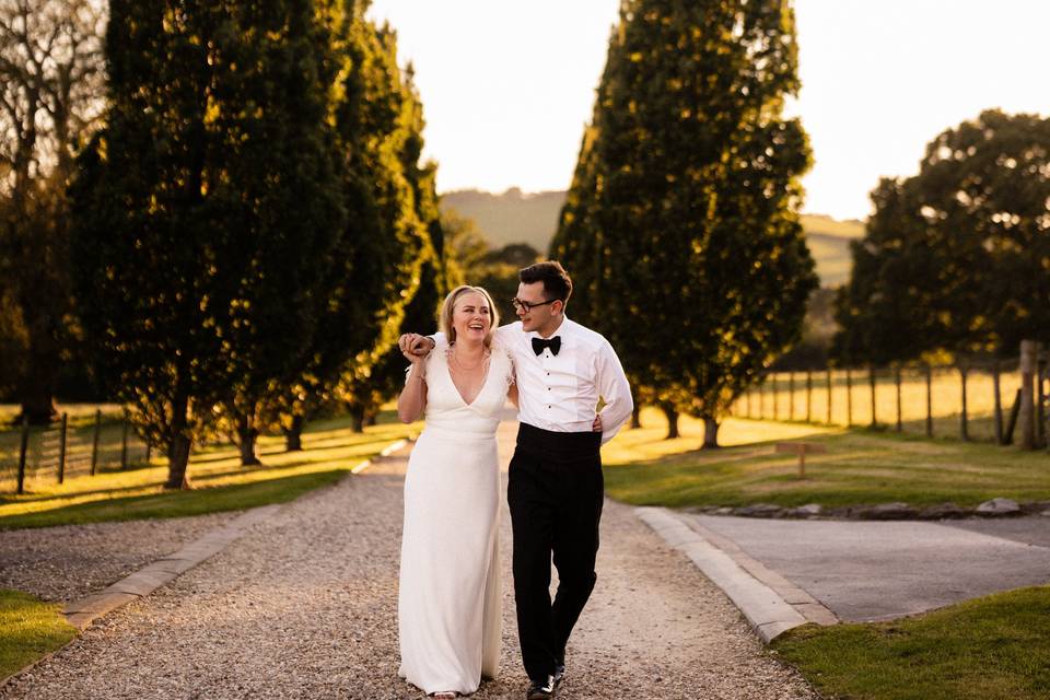 Bride & groom at Pynes House