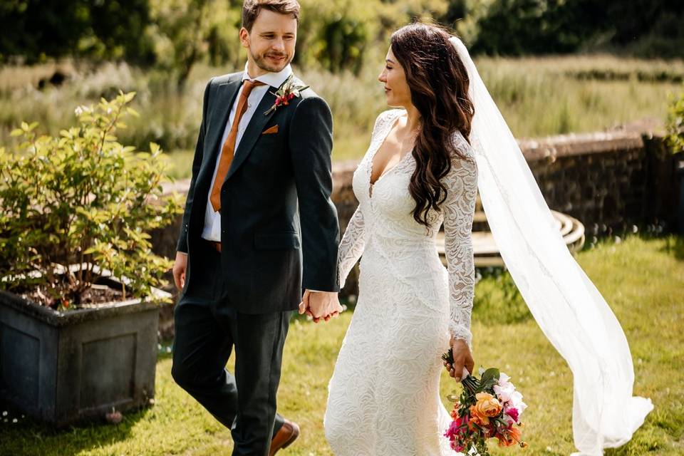 Bride and groom at Huntsham