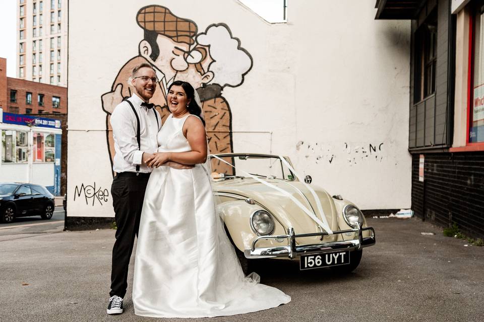 Bride & Groom with Vintage VW