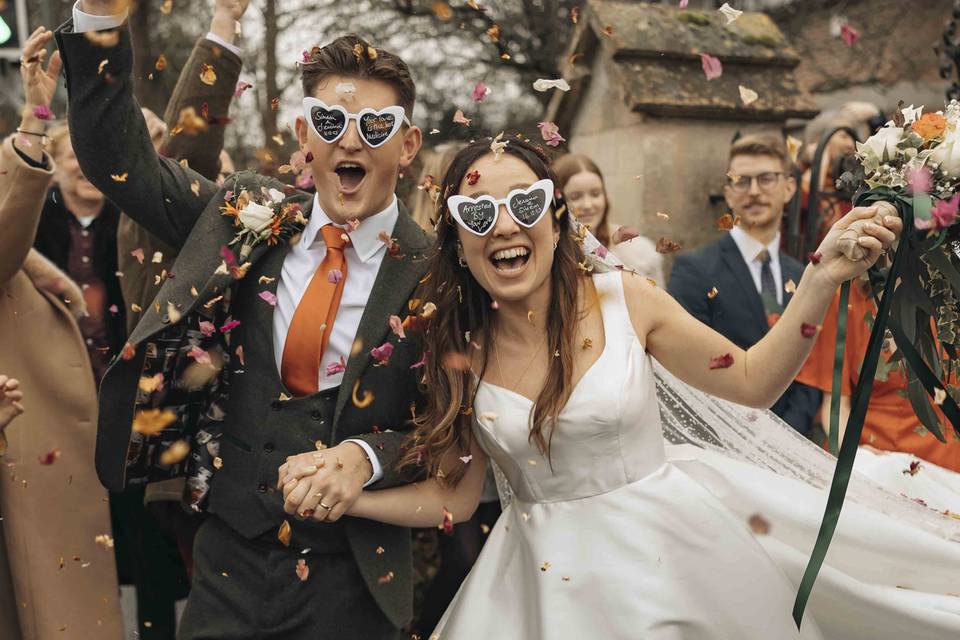 Confetti wedding photo