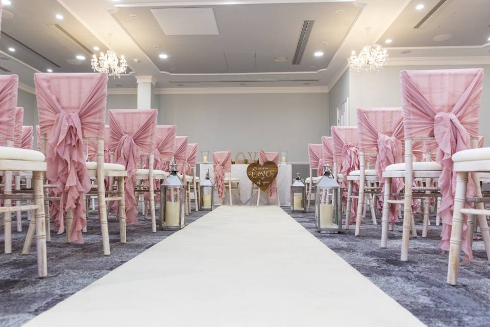 Luxury aisle runners and chair covers