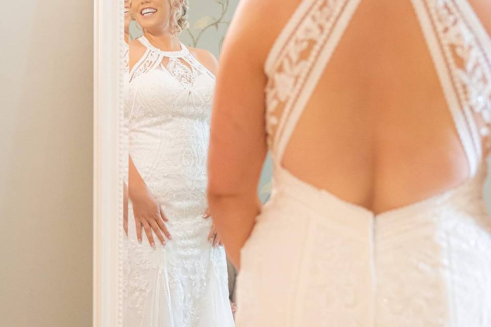 Bride in mirror