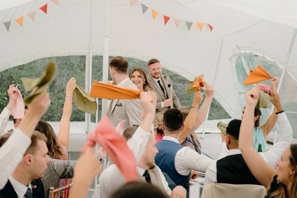 Happy Couple being welcomed