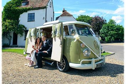 Green VW wedding campervan
