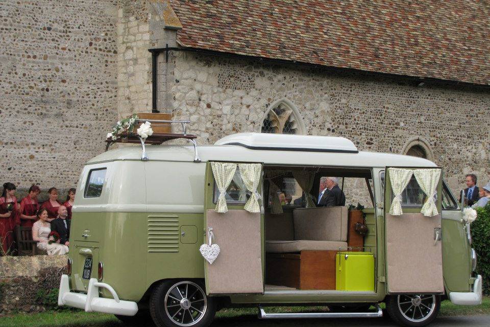 Vintage style wedding with campervan