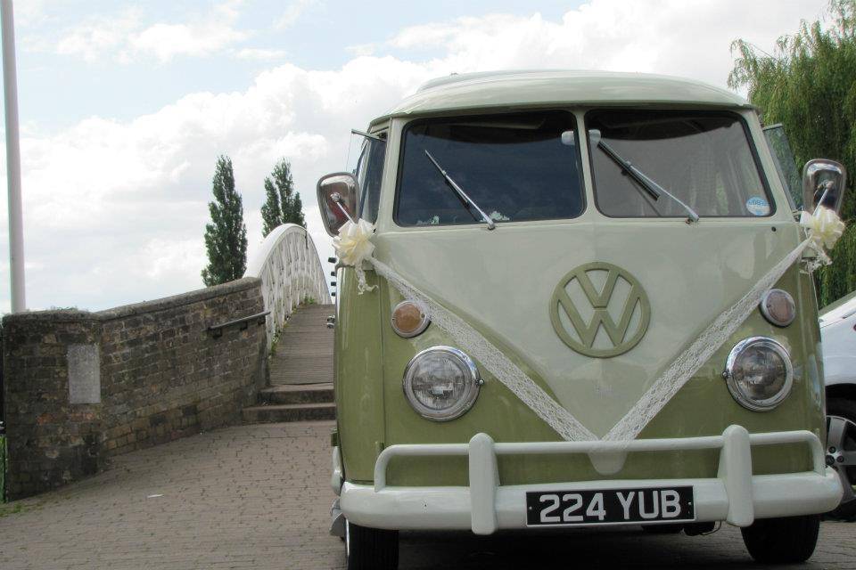 VW Campervan decorated for a wedding