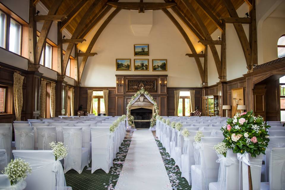 Airy wedding breakfast setup