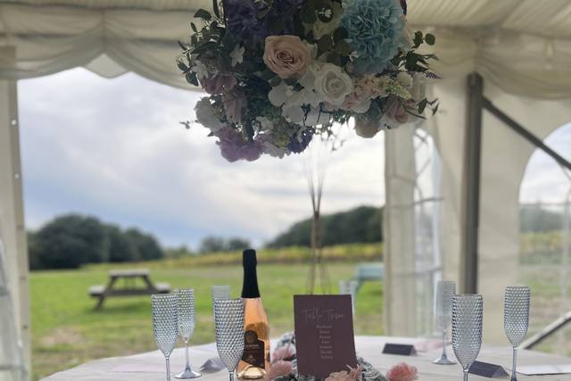 Wedding table with vine view