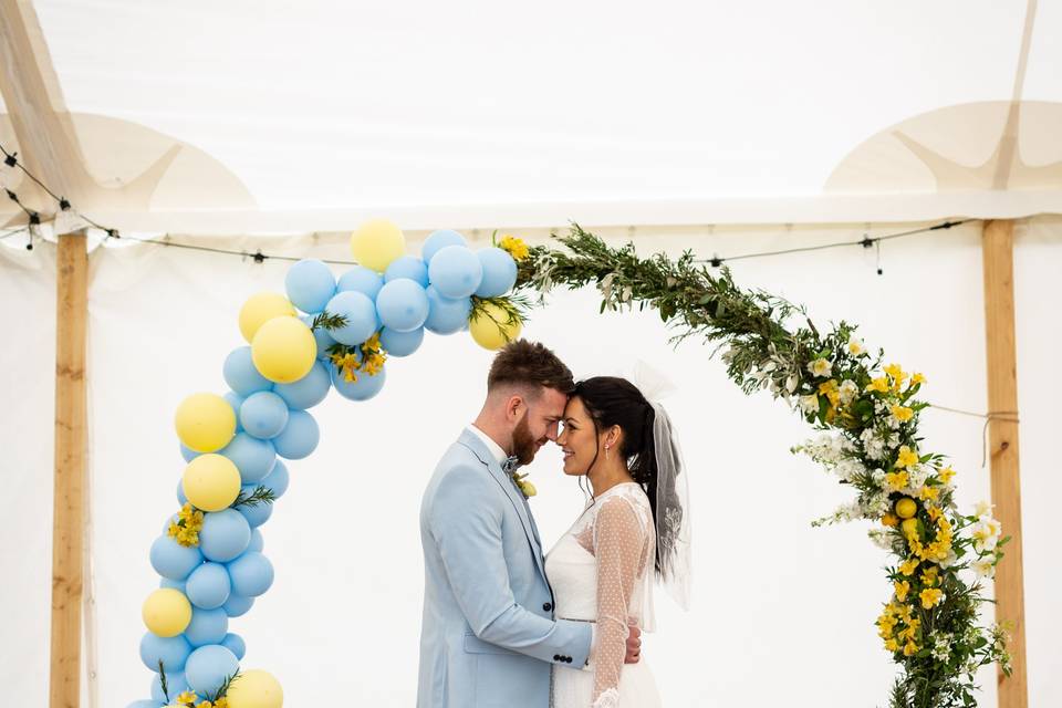 Bride and groom arch