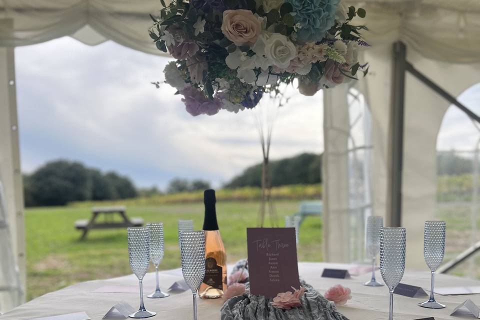 Wedding table with vine view