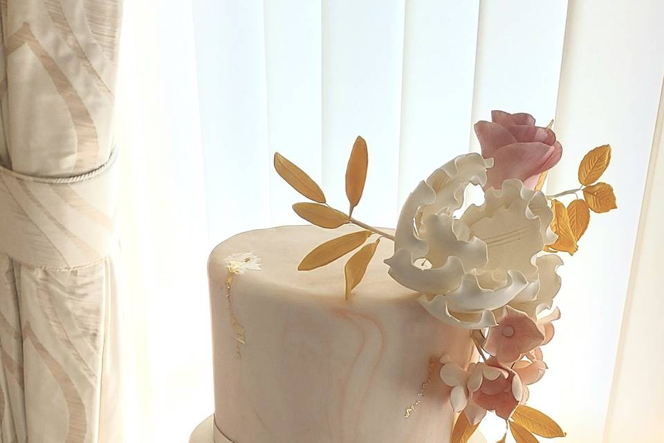 Blush pink marble wedding cake