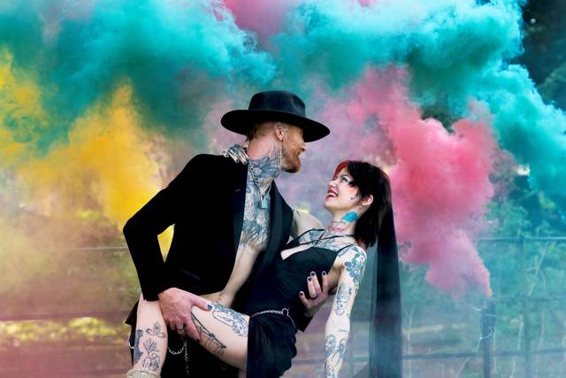 Colourful smoke at alternative