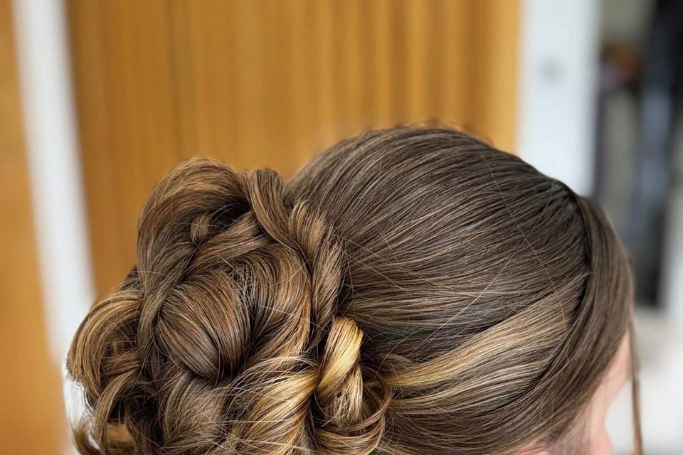 Soft curly updo