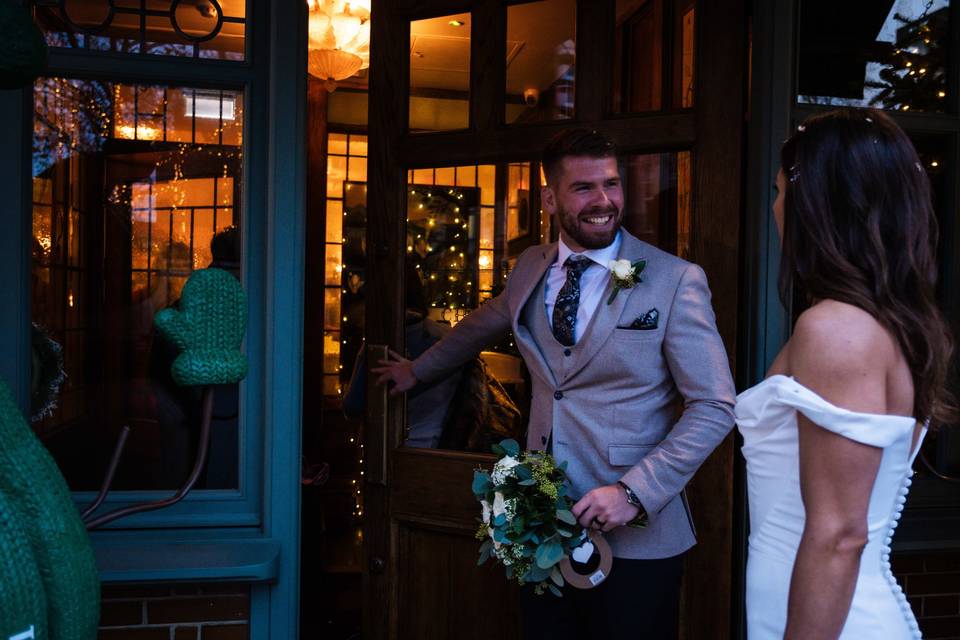 Bride and groom restaurant