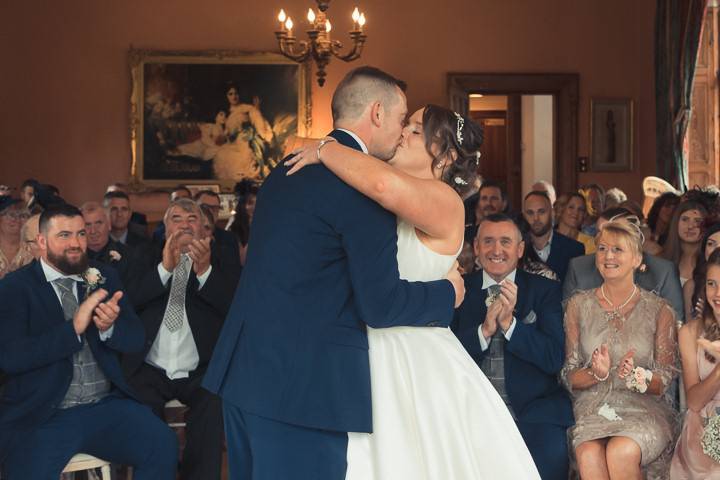 The first kiss as Mr and Mrs