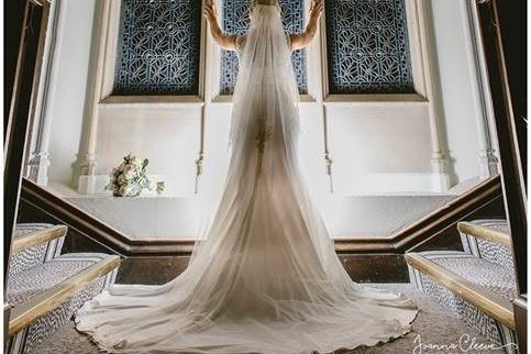 Bride with arms raised - Joanna Cleeve