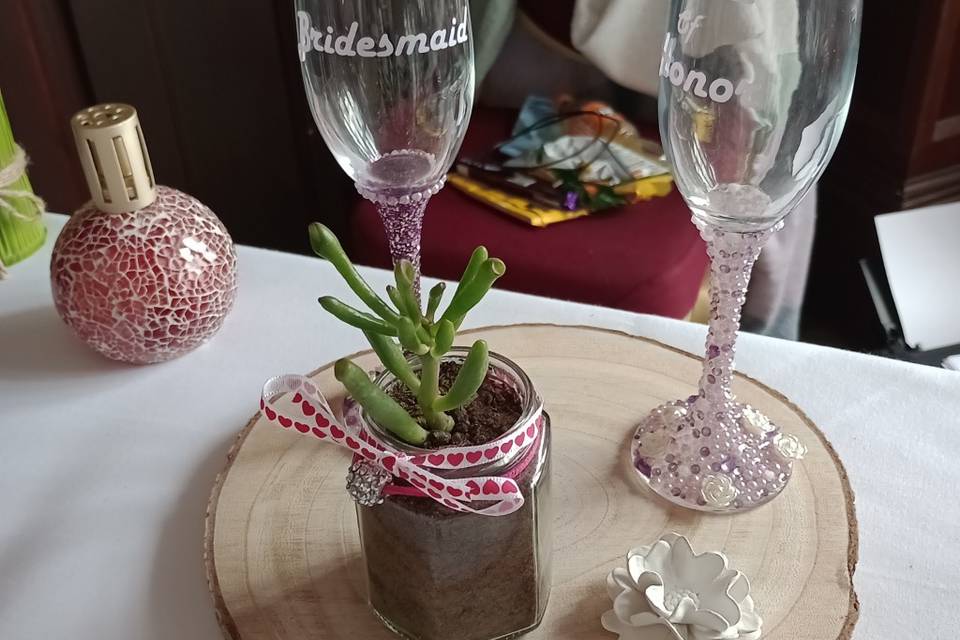 Succulent & champagne flutes