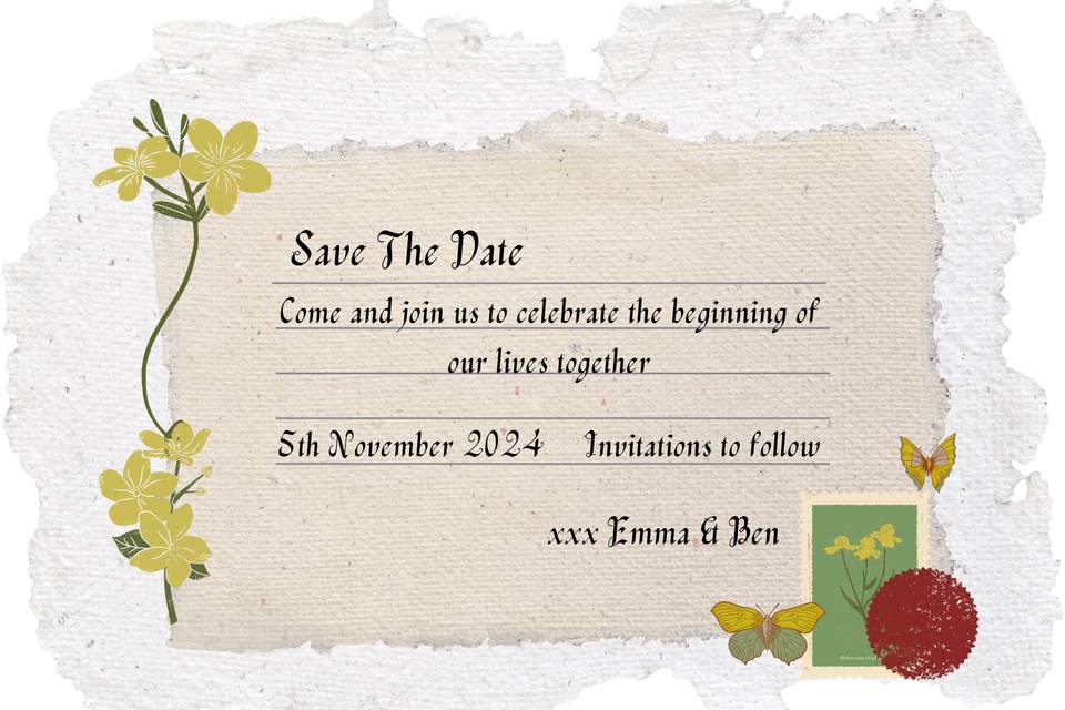 Seed Paper Save the Date card