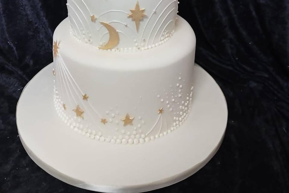 3 Tier Wedding Gold Moon Stars