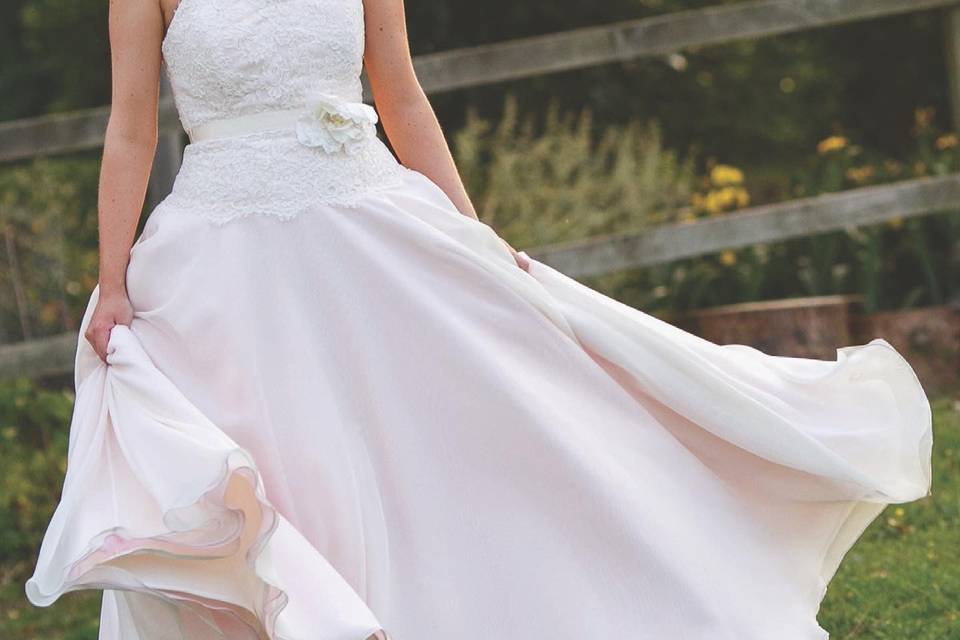 Blush and Ivory Lace Gown