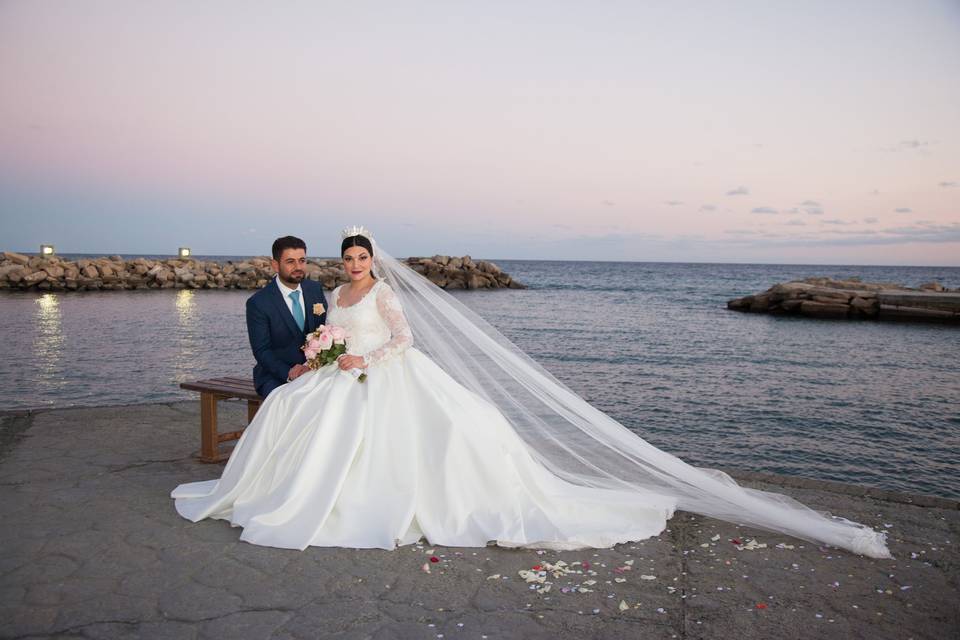 Long sleeve wedding gown