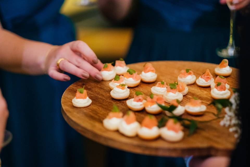 Smoked salmon mini bagels