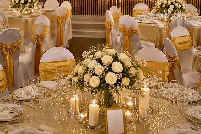 The bar and gold tables