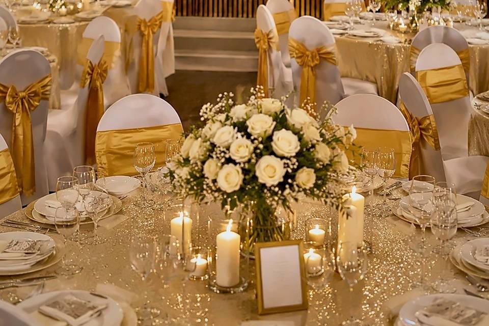 The bar and gold tables