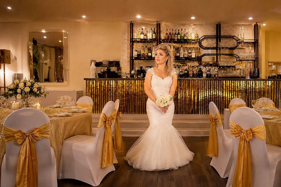 Bride at the bar